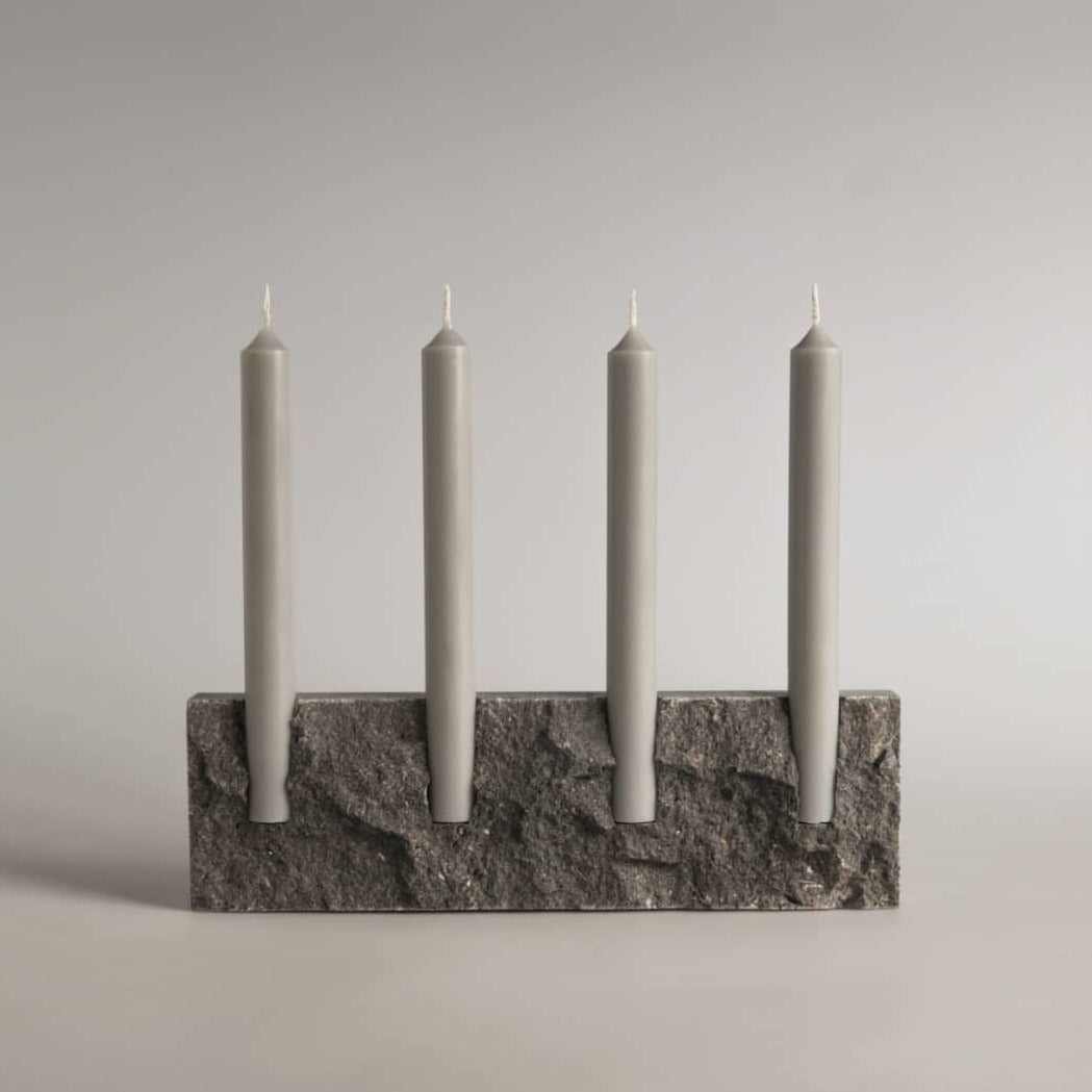 Double Snug Candle Holder, Raw Grey