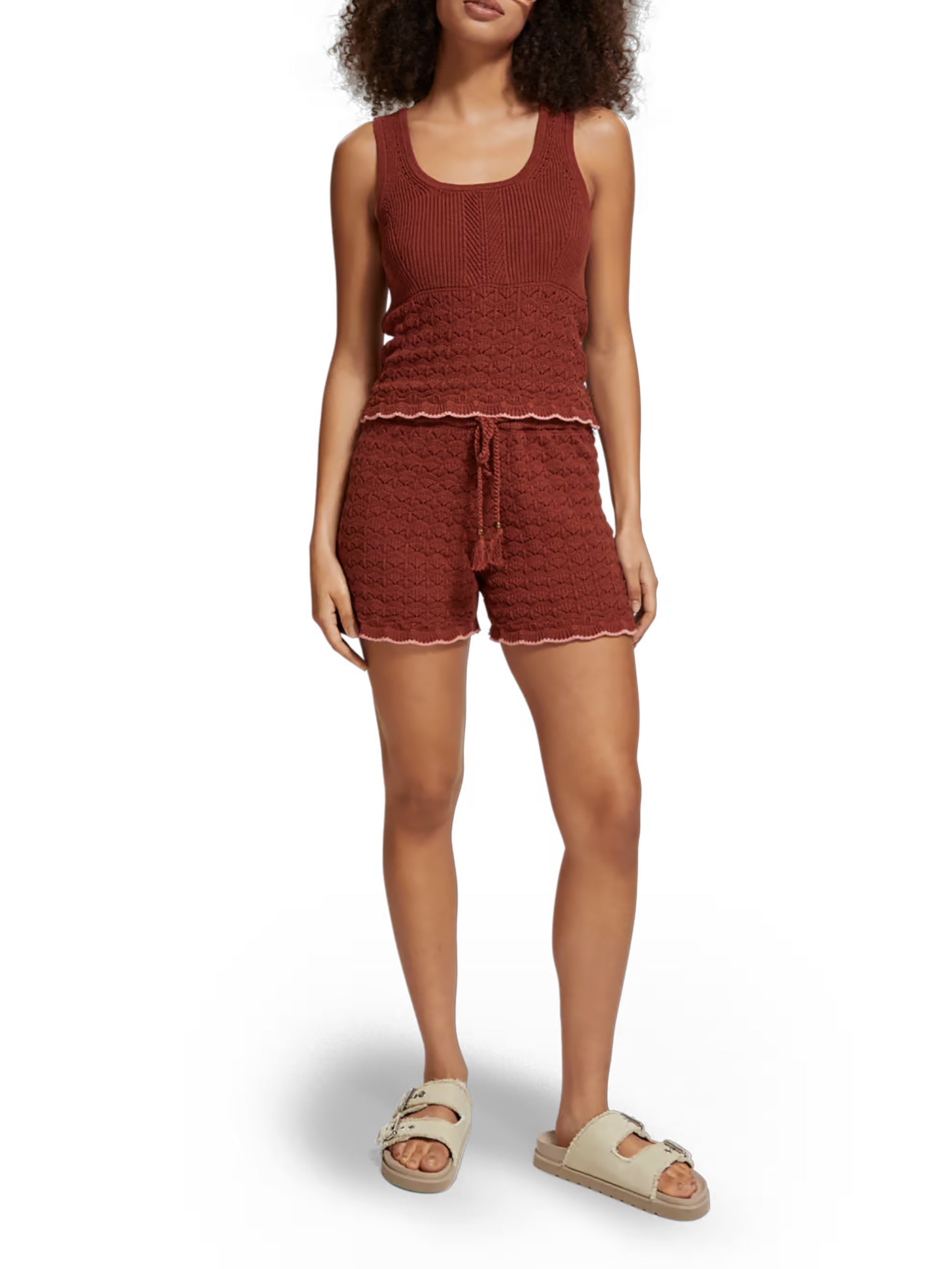 Terracotta Pointelle Shorts