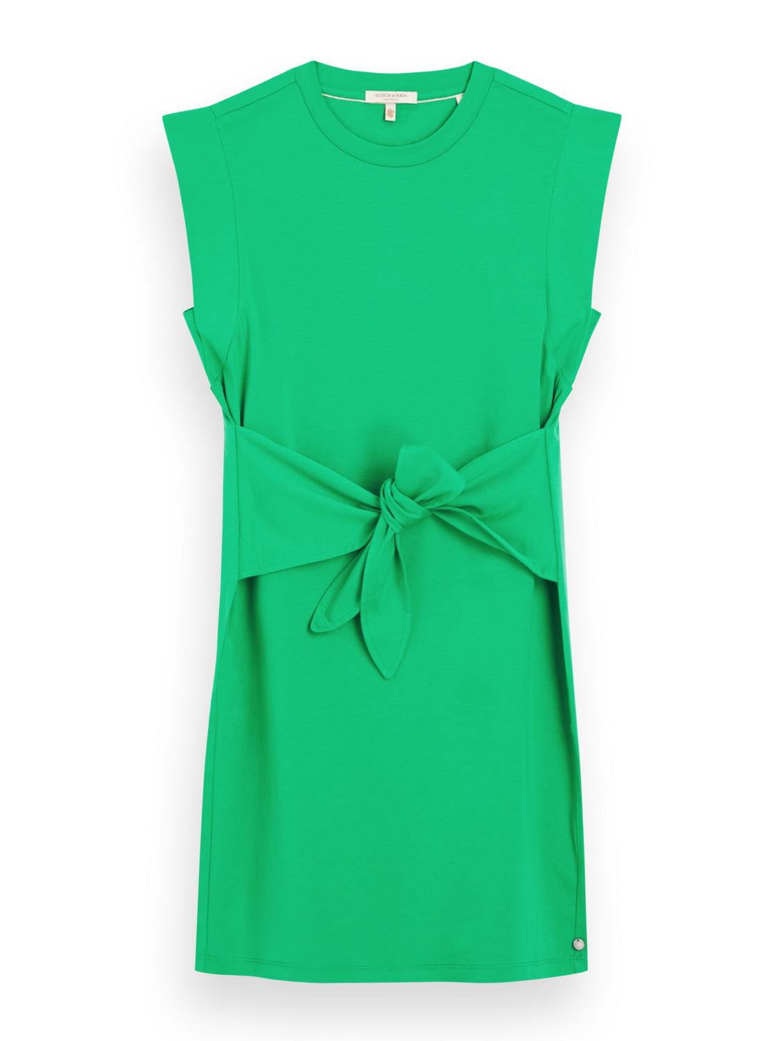 Tie-Back Mini Jersey Dress, Green