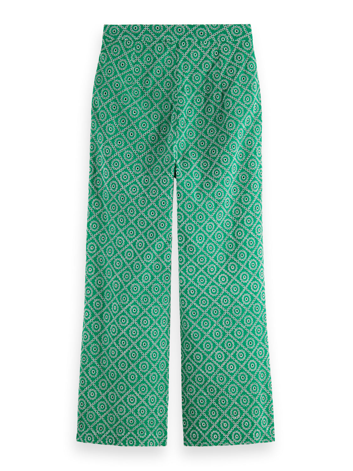 Broderie Straight Leg Pant, Green