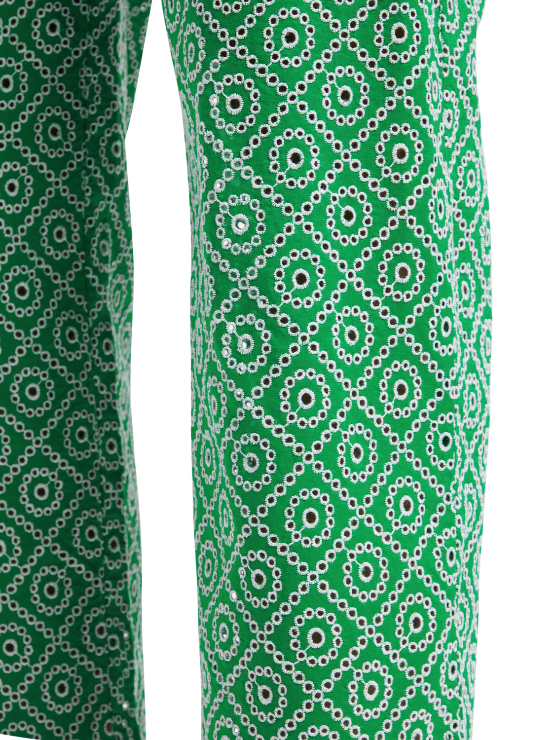 Broderie Straight Leg Pant, Green