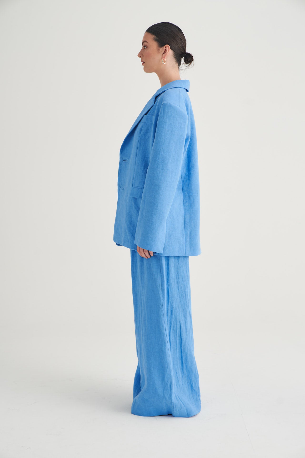 Essential Wide Leg Linen Pant Cobalt