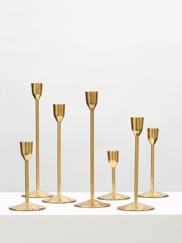 Polished Brass Candlesticks Set