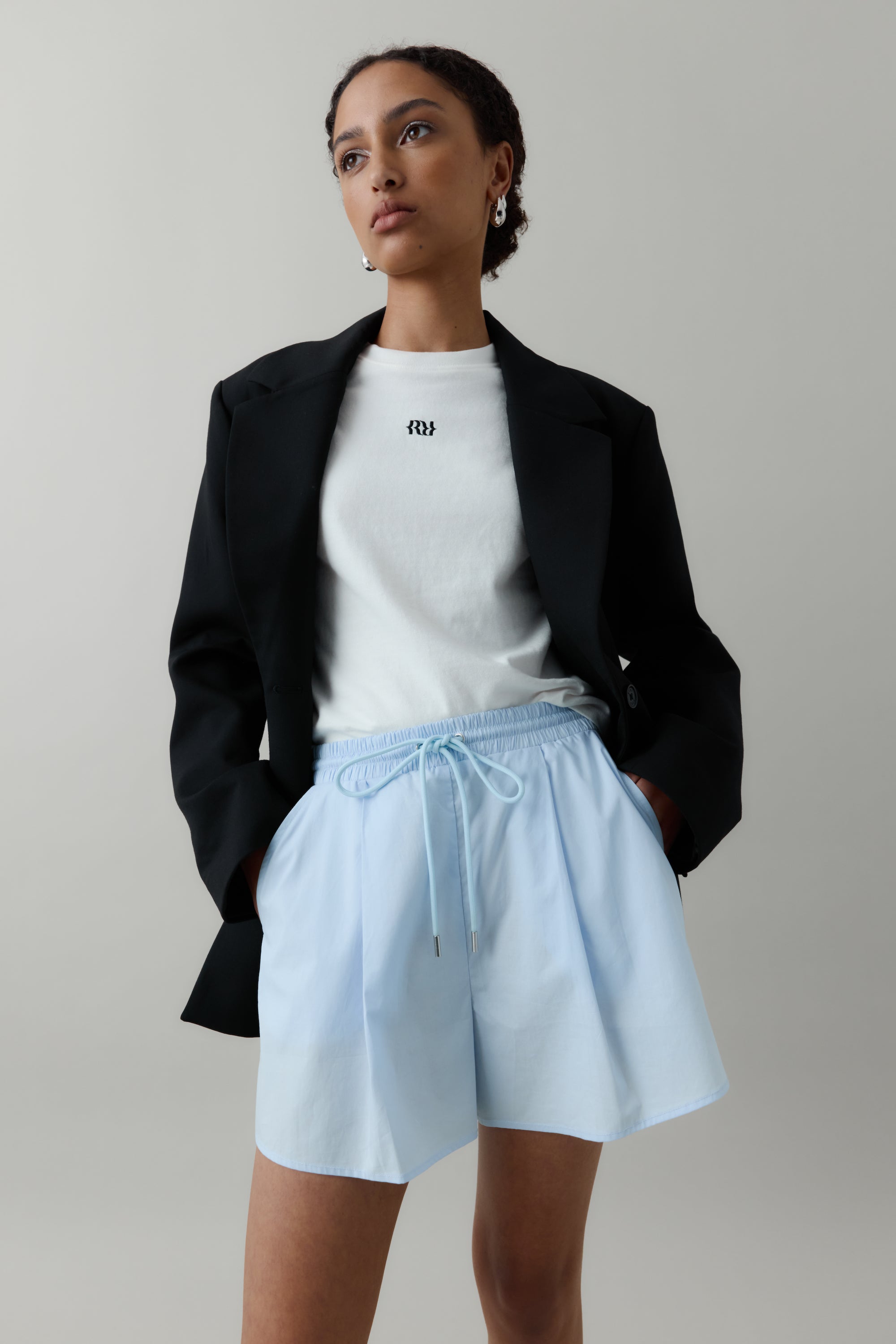 Drawstring Shorts, Cotton Blue