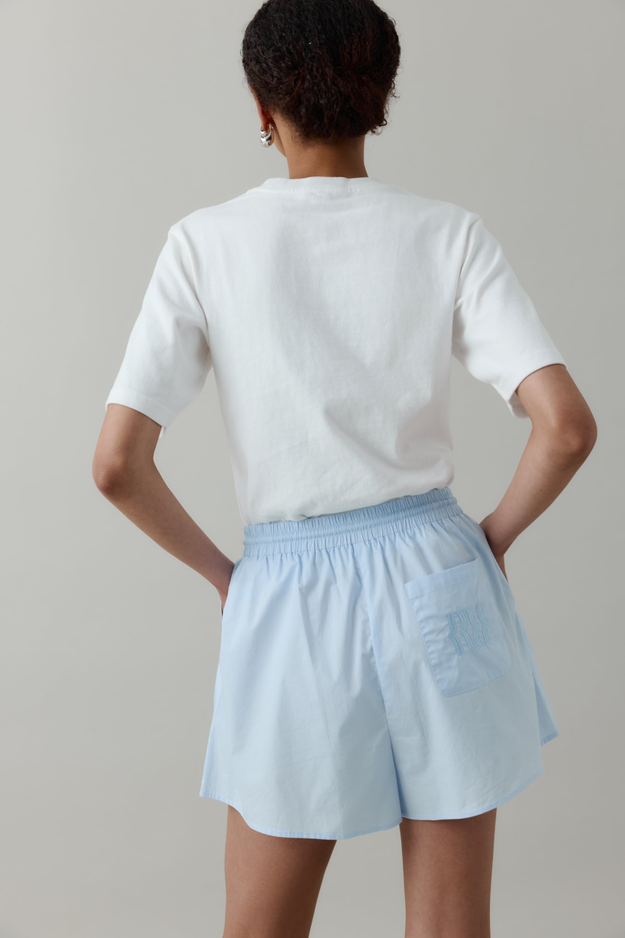 Drawstring Shorts, Cotton Blue