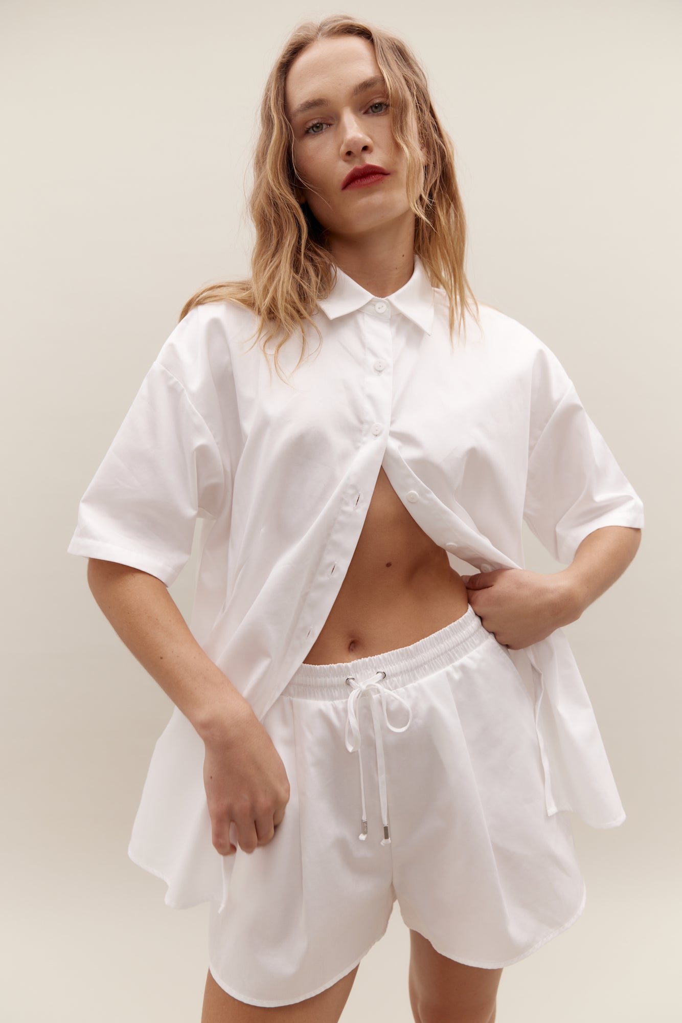 Cotton Drawstring Shorts, White