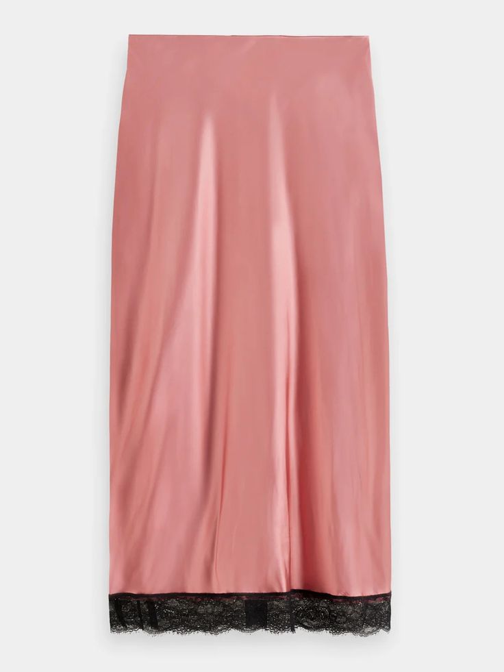 Pink Satin Midi Skirt