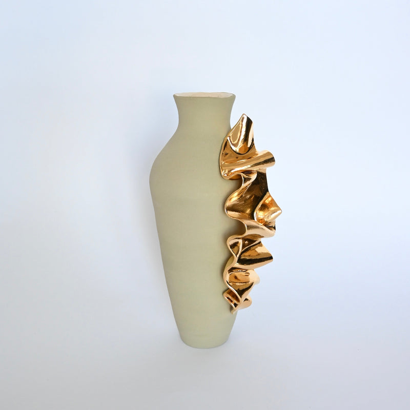 Sage Draped Vase w/ Gold