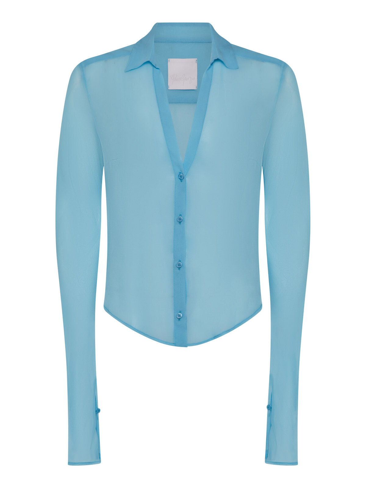 Sheer Silk Shirt, Iris Blue