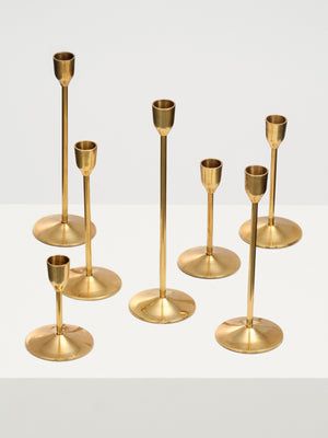 Polished Brass Candlesticks Set