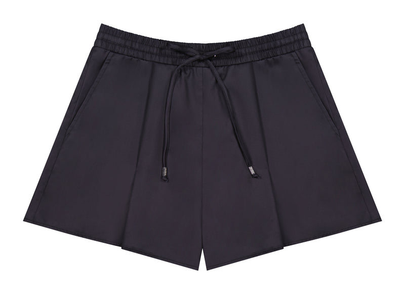 Cotton Drawstring Shorts, Black