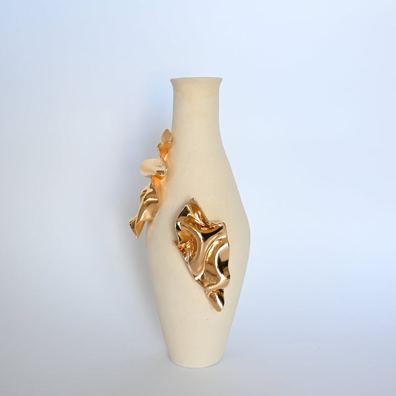 Tall Draped Vase w/ Gold