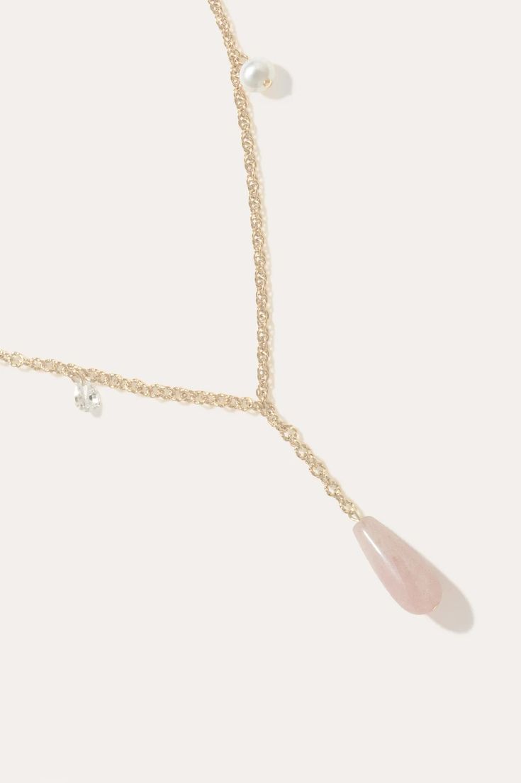 The Depth of Time Necklace, Rose Quartz
